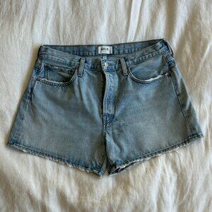 Agolde Parker Long Denim Shorts in Twister, Size 30